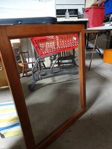 lot 3415 image: Wall Mirror with Wooden Frame