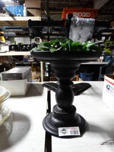 lot 3481 image: Small Black Pedestal with Artificial Plant Decor