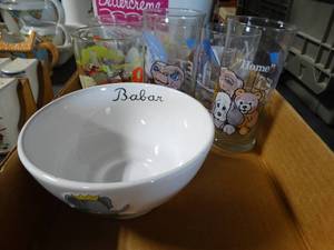 lot 3546 image: Lot of ShrekMickey Mouse Glasses and Babar Bowl