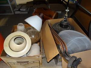 lot 3553 image: Ceiling Fan with Misc. Light Shades