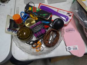 lot 3561 image: Lot of Hair Care Items-- Curling Iron, Comb, Scissors, etc