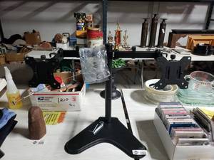 lot 3598 image: Double monitor mount- desk top