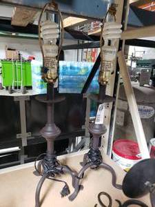 lot 3628 image: Pair of Metal Table Lamps