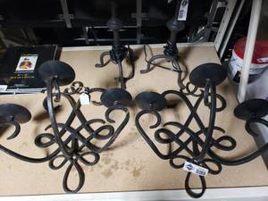 lot 3629 image: Pair of Black Wall Candle Holders
