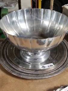 lot 3644 image: Lot of Metal Dishware-- Some Silver