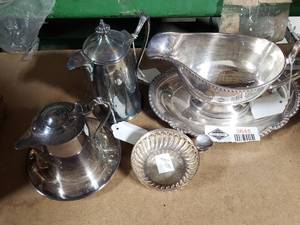 lot 3645 image: Lot of Metal Dishware-- Some Silver