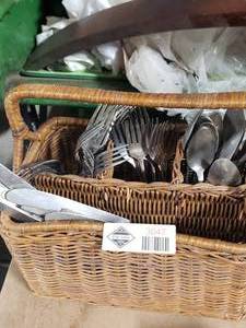 lot 3647 image: Basket with Silverware