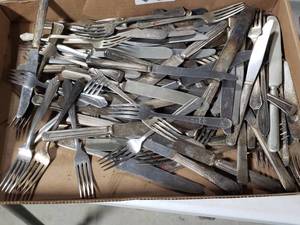 lot 3661 image: Lot of Silver-Plated and Stainless Steel Utensils