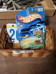 lot 3667 image: HotWheels Car and License Plate and Small Basket