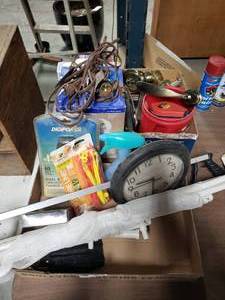 lot 3670 image: Lot of Home Goods-- Clock, Flask, Handle, Etc