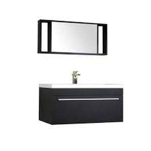 lot 1739 image: Modern 35.25 in. W x 18.75 in. D Bath Vanity in Black No Top