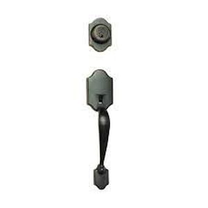 lot 1757 image: Better Home Products 29811DB Ocean Beach Handleset with Ball Knob, Dark Bronze with Dead Bolt