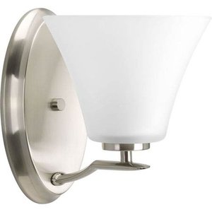 lot 1776 image: Progress Lighting P2004-09 Bravo Collection 1-Light Vanity Fixture, Brushed Nickel