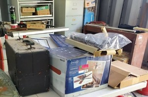 lot 133 image: Ceiling Fan, Porcelain Water Dispenser, Decorative Metal Trays and More
