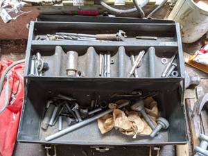 lot 1104 image: Assorted Tools With Toolbox