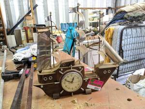 lot 62 image: Wooden Pirate Ship Clock