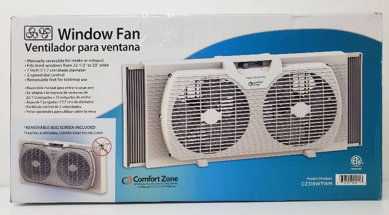 Comfort Zone Window Fan White Unsealed Deals Walmart General Merchandise Electronics Toys Household More Equip Bid