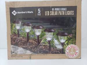 lot 73111 image: Members Mark Led Solar Path Lights Oil-rubbed Bronze 12 Lumens 5 Pack.