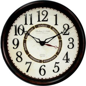 lot 73133 image: Better Homes & Gardens 20 inch Calendar Wall Clock