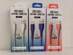 lot 73194 image: Usb Cable Lightning Connector For iphone, ipad, ipod (3 pack)