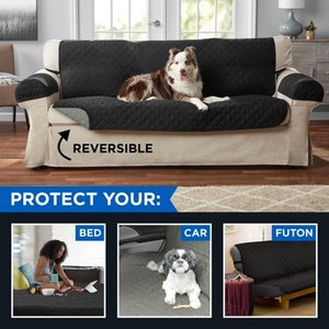 lot 73220 image: Mainstays 3-Piece Reversible Microfiber Sofa Pet Cover Protector, BlackGray