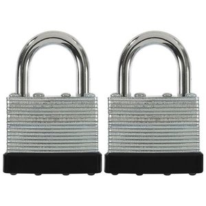 lot 73255 image: Hyper Tough 40mm Laminated Steel Padlock with 78in Shackle, 2 Pack