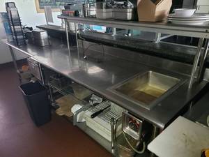 lot 4860 image: 72 inch stainless work table with steam well