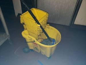 lot 4865 image: Rubbermaid mop bucket and mop