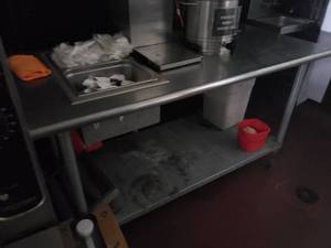 lot 4869 image: Stainless work table with drop in insert