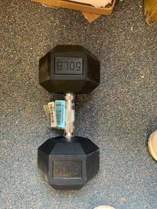 lot 3010 image: single 50lb dumbbell