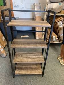 lot 3041 image: Ghqme No-assembly Folding Bookshelf Storage Shelves 4 Tiers Vintage Multifunc...