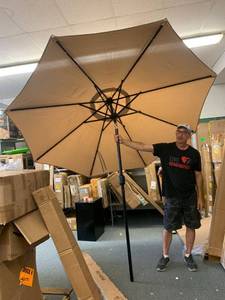 lot 3079 image: Sunnyglade 9 Solar 24 Led Lighted Patio Umbrella With 8 Ribstilt Adjustment...