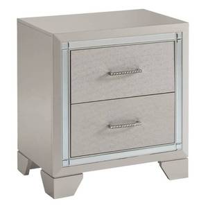 lot 3080 image: Lonnix Two Drawer Nightstand Silver - Signature Design by Ashley