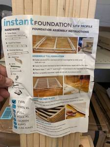 lot 3083 image: wooden Instant foundation bed, twin size