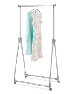 lot 3086 image: Whitmor Foldable Collapsible Garment Rack - Silver Metal (Grey)