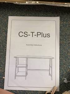lot 3103 image: Red wood desk with shelving CS-T-Plus