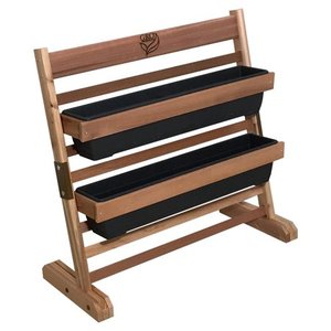 lot 3105 image: Planter GRO Products Color GRO Vertical System 3236 Set Red Cedar Garden Planter, Slate Black