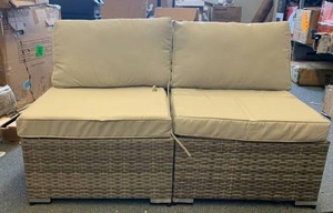 lot 3114 image: The middle part of a big sectional, but can be used as a bench or two separate chairs.