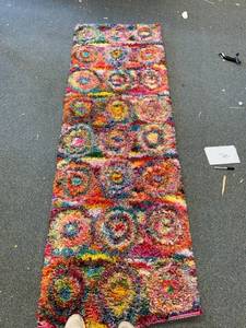 lot 3150 image: 8�� by 32�� Colorful, shaggy rug