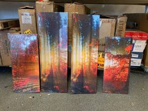 lot 3156 image: First Wall Art - Mud Road In Pink Forest Bright Lines Wall Art Painting Pictures