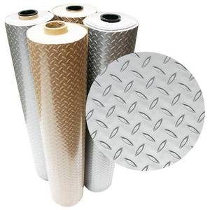 lot 3161 image: Rubber-Cal Diamond Plate Metallic PVC Flooring, Silver, 2.5mm x 4 x 25