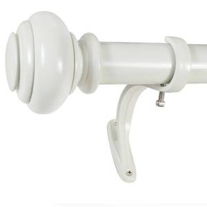 lot 3162 image: Decopolitan 1-Inch Urn Telescoping Curtain Rod Set, 72 to 144-Inch, Bright White