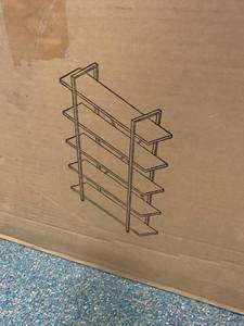 lot 3171 image: Hsh 5-shelf Vintage Industrial Rustic Bookshelf, Wood And Metal Bookcase, Open