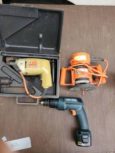 lot 6566 image: Lot of 3 Black and Decker Power Tools - HP Router -2 Drills - all 3 Tested & Working