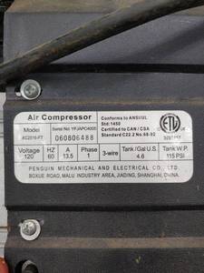 lot 6582 image: Penguin Air Compressor with hose