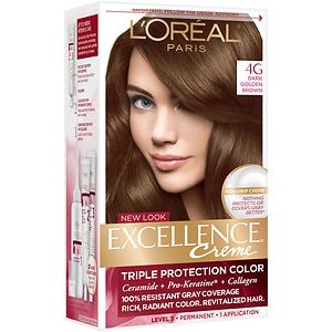 lot 1561 image: LOreal Paris Excellence Cr�me Permanent Triple Protection Hair Color, 4G Dark Golden Brown, 1 kit