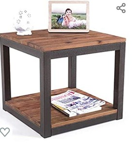 lot 7 image: Care Royal Vintage Industrial Farmhouse 19.7 inches Side End Table with Storage Shelf for Living Room, Night Stand Bedroom, Real Natural Reclaimed Wood, Sturdy Rustic Brown Metal Frame, Easy Assembly