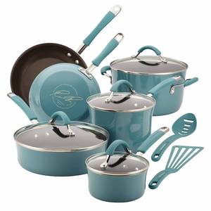 lot 22 image: Rachael Ray Cucina Hard Enamel Nonstick 12-Piece Cookware Set