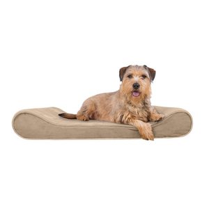 lot 26 image: Furhaven Pet Dog Bed - Orthopedic Micro Velvet Ergonomic Luxe Lounger Cradle Mattress Contour Pet Bed w Removable Cover for Dogs & Cats, Clay, Large