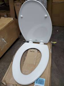lot 83 image: Bemis Enameled Wood Toilet Seat White